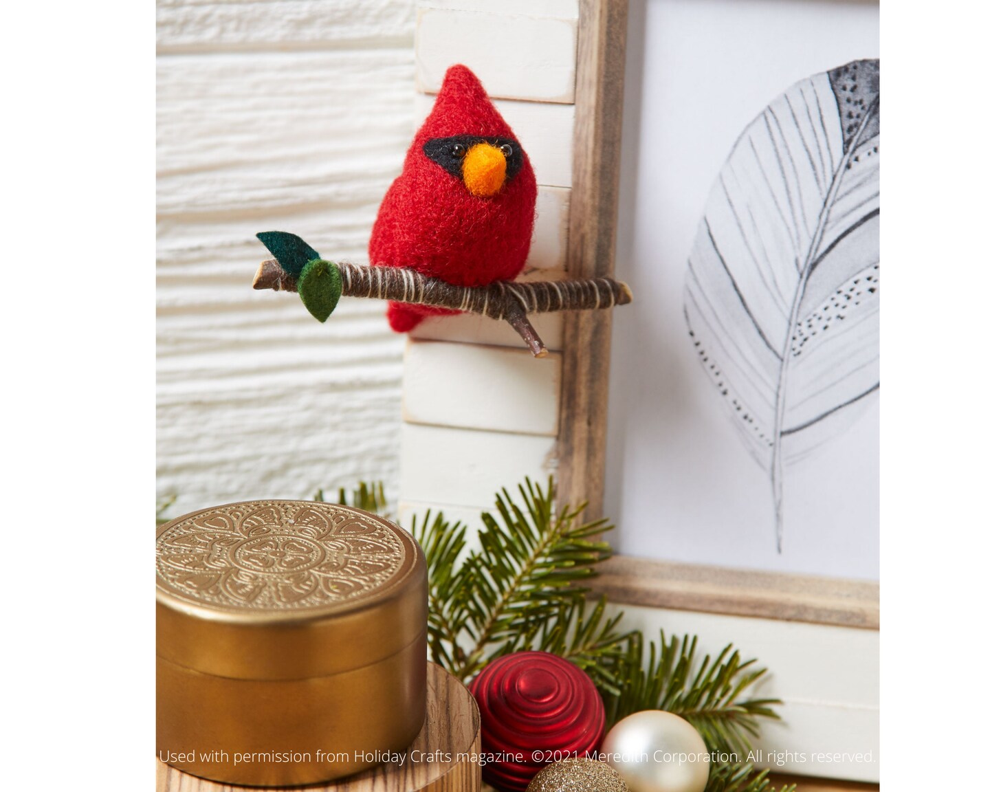 Cardinal Bird Needle Felting Kit, Beginner DIY Felting Kit