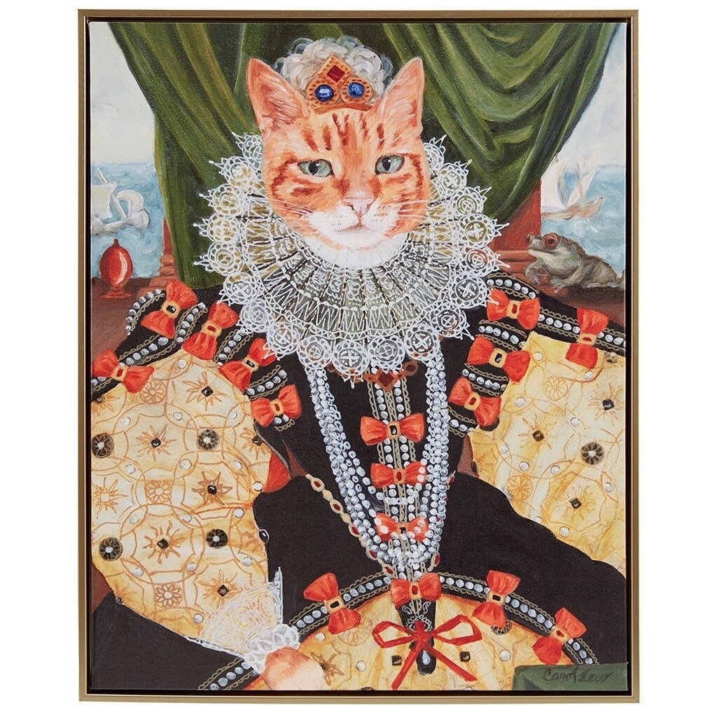 Gracie Mills Mcbride Framed Canvas Wall Art Kitty Queen Belle Grace ...