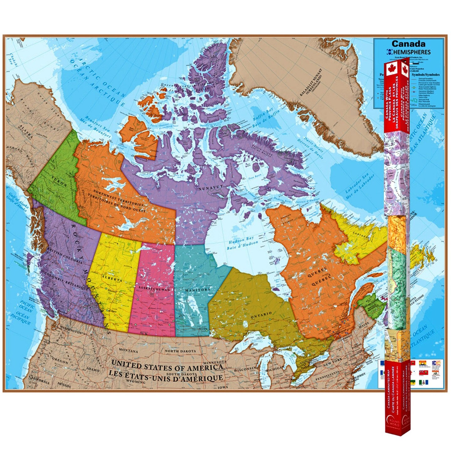 Laminated Map, Canada, 47&#x22; x 38&#x22;