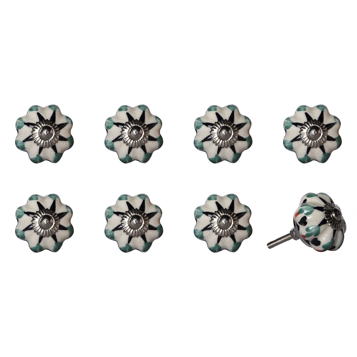 Knob-It Vintage Cabinet Drawer Knobs 8 Piece Hand Painted Bohemian 10 Inch