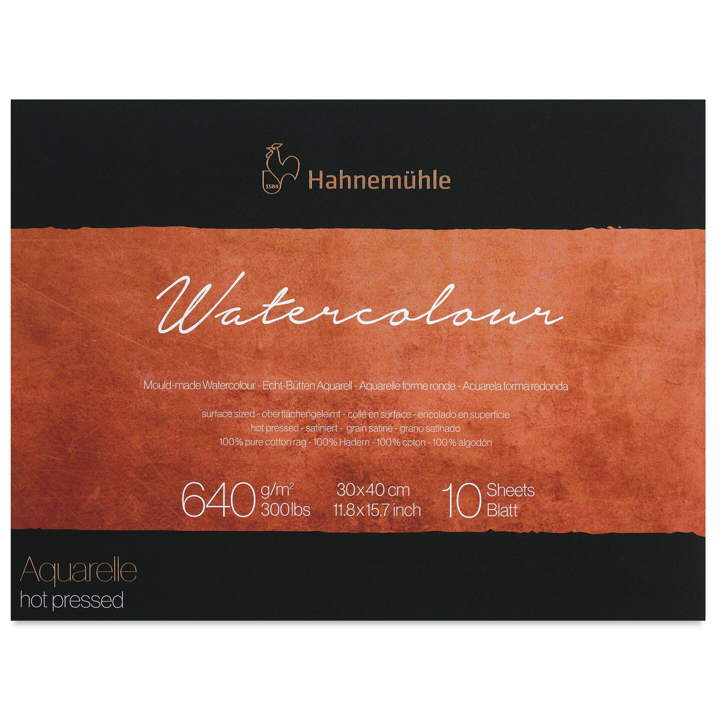 Hahnemühle The Collection Watercolor Block - Hot Press, 11.8" x 15.7", 300 lb, 10 Sheets