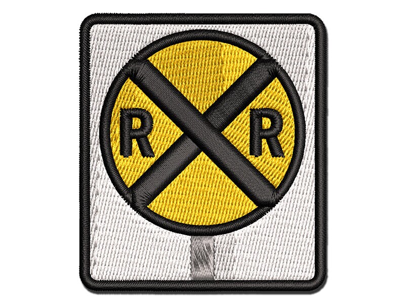 Railroad Crossing Train Multi-Color Embroidered Iron-On or Hook &#x26; Loop Patch Applique
