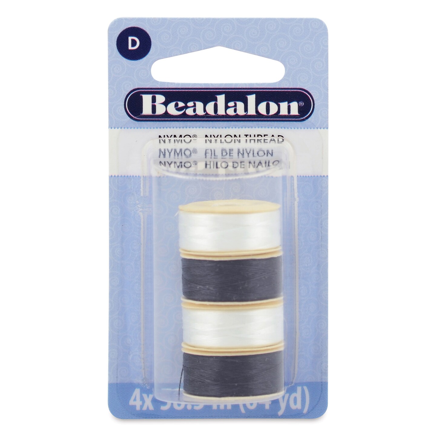 Beadalon Nymo Nylon Thread - 0.3 mm, Black and White, Set of 4