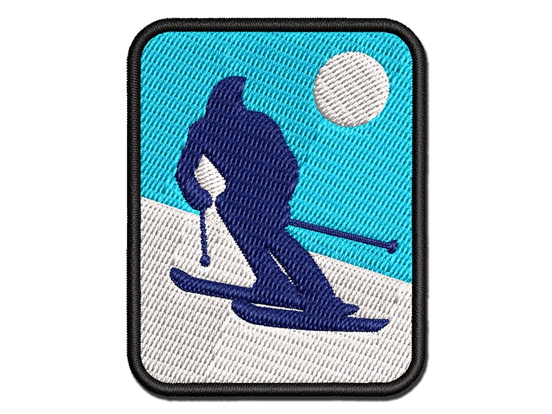 Skiing Skier Solid Multi-Color Embroidered Iron-On or Hook &#x26; Loop Patch Applique