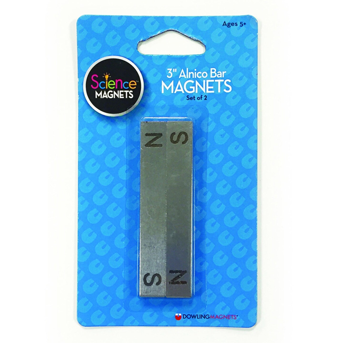 Alnico Bar Magnets, 3&#x22;, N/S Stamped, Pack of 2