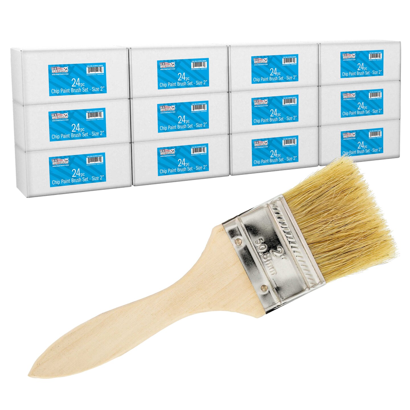 Vermeer 12-Pack Chip Brushes – 2" Flat For Paints, Stains, Varnishes, Glues & Gesso