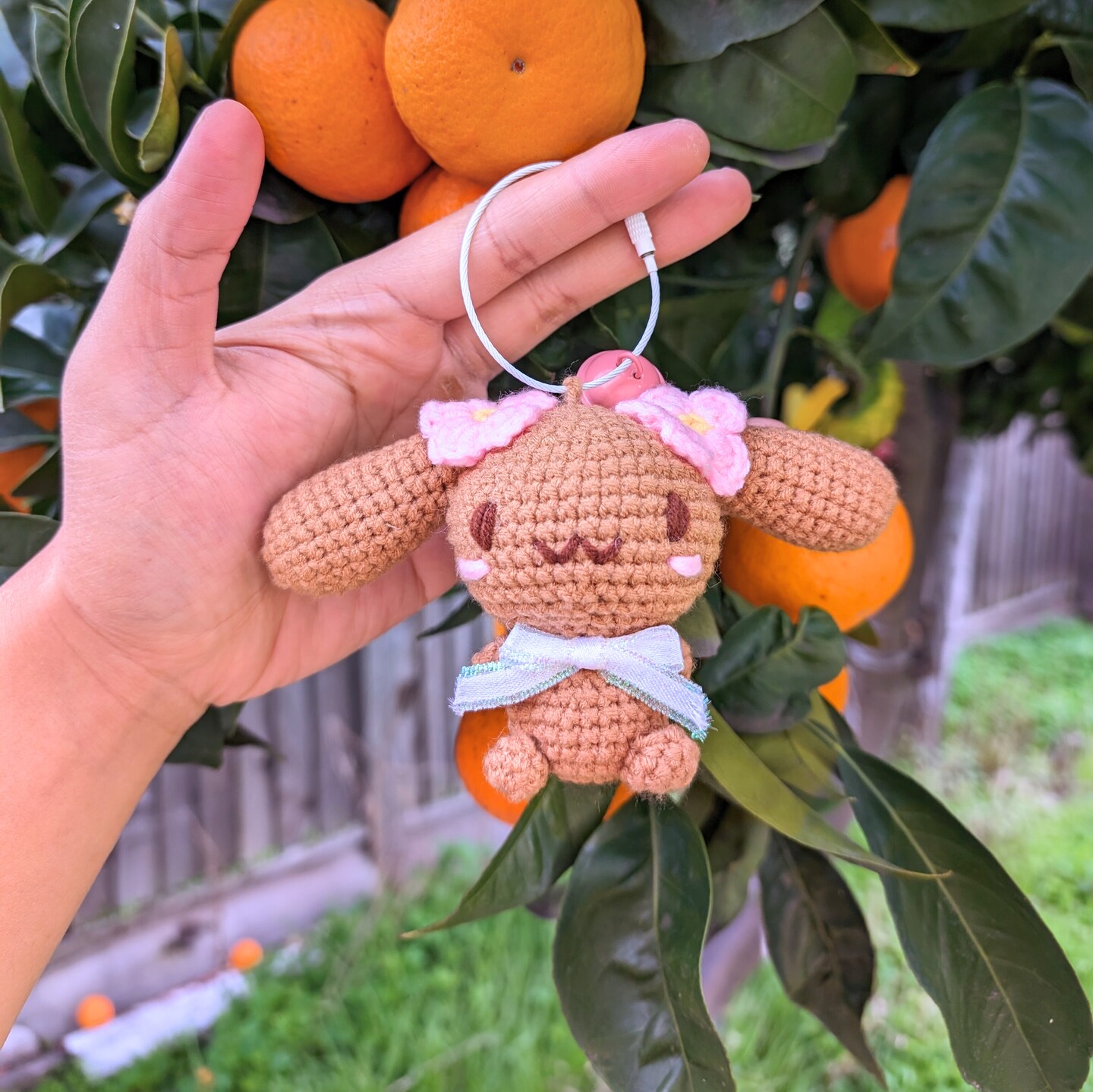 Cinnamon Roll and Mocha Crocheted Plush Keychain, Bag Charm