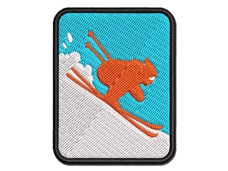 Skiing Ski Tuck Bully Bullet Stance Downhill Multi-Color Embroidered Iron-On or Hook &#x26; Loop Patch Applique