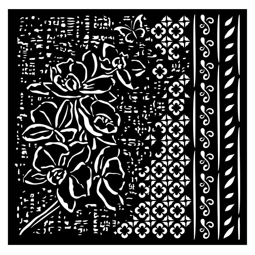 Stamperia Stencil 7&#x22;X7&#x22;-Orchids And Cats Orchid Pattern