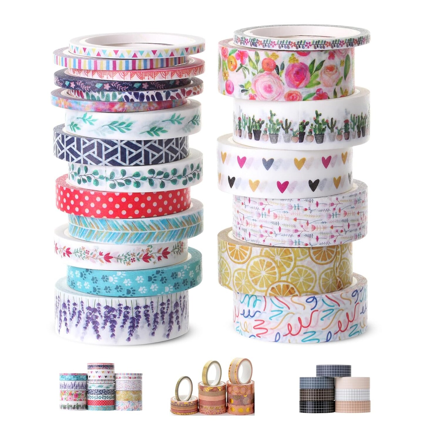 Washi Tape Set, 21 Rolls, Decorative Cute Floral Washi Tape for Bible Journaling, Bullet Journal Supplies