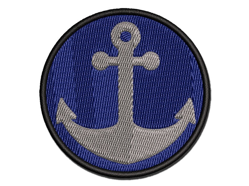 Ship Anchor Nautical Multi-Color Embroidered Iron-On or Hook &#x26; Loop Patch Applique