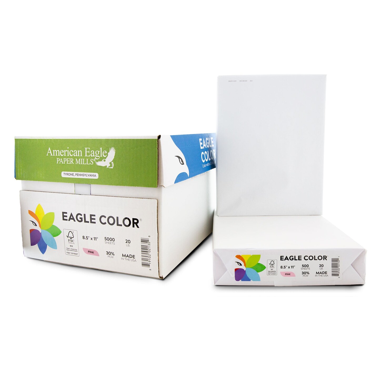 EAGLE COLOR (30% PCW) 8.5" X 11" Pink Colored Copy Paper (500 Sheets/Ream)