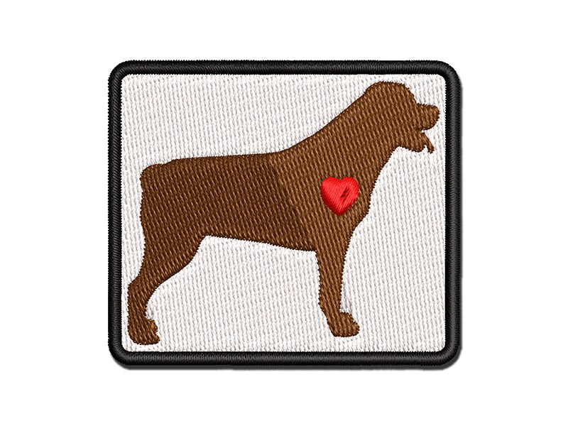 Rottweiler Dog with Heart Multi-Color Embroidered Iron-On or Hook &#x26; Loop Patch Applique