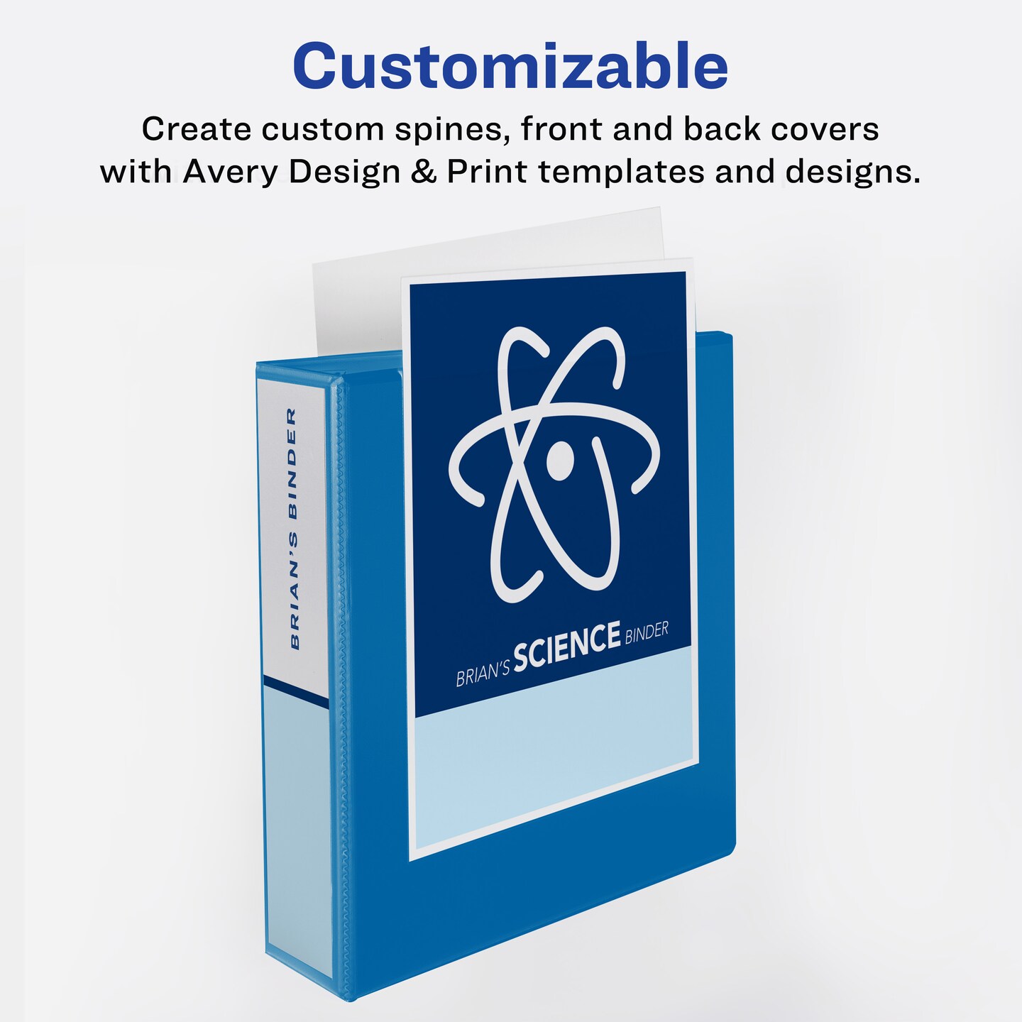 Avery Nonstick Heavy-Duty View Binder, 1.5&#x22; One Touch Slant Rings, 1 Light Blue Binder (05401)