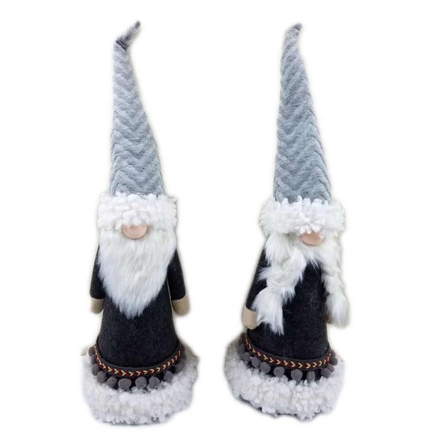 Galt International Nordic Mr and Mrs Santa Gnomes Christmas Figurines - 24.5&#x22; - Gray - Set of 2