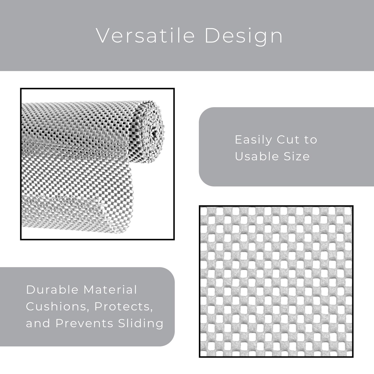 Smart Design Premium Grip Shelf Liner - 18 Inch x 8 Feet - Cool Gray