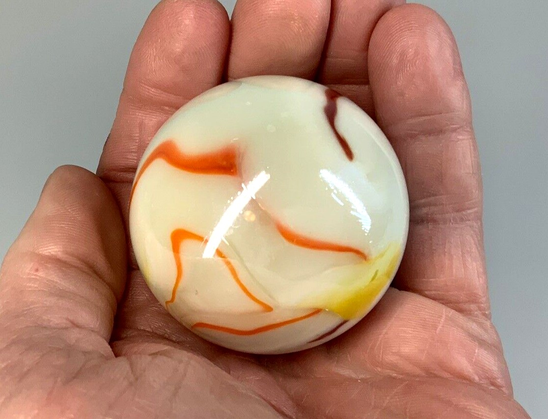 Toe Breaker 50mm (2") GELATO White Swirl Marbles glass Toebreaker HUGE