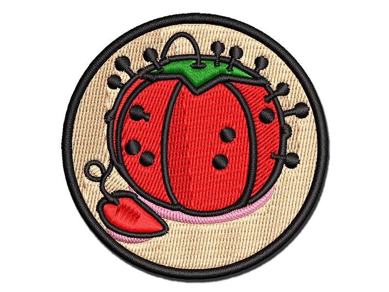 Tomato Pin Cushion with Strawberry Sewing MultiColor Embroidered IronOn or Hook & Loop Patch