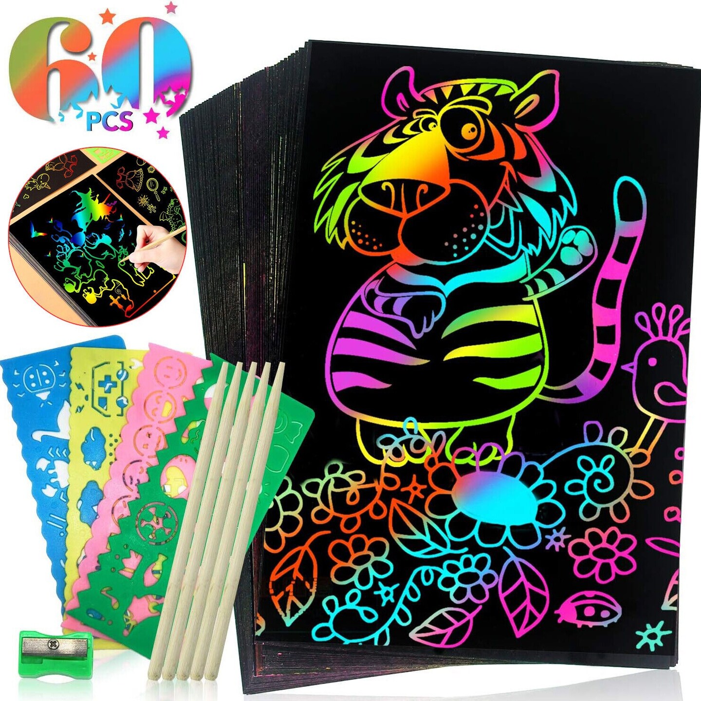 Scratch Paper Art For Kids Magic Rainbow Off Set Crafts Arts Supplies Kitcr
