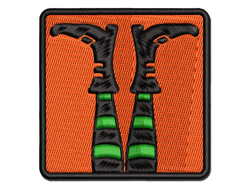 Witch Feet Sticking Up Halloween Multi-Color Embroidered Iron-On or Hook &#x26; Loop Patch Applique