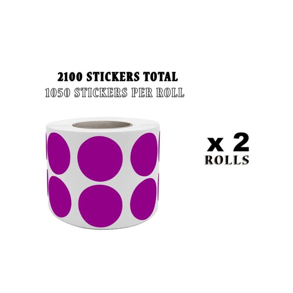 Purple Round Color Coding Stickers - 3/4 Inch (19mm), 2100-Pack on 2 Rolls