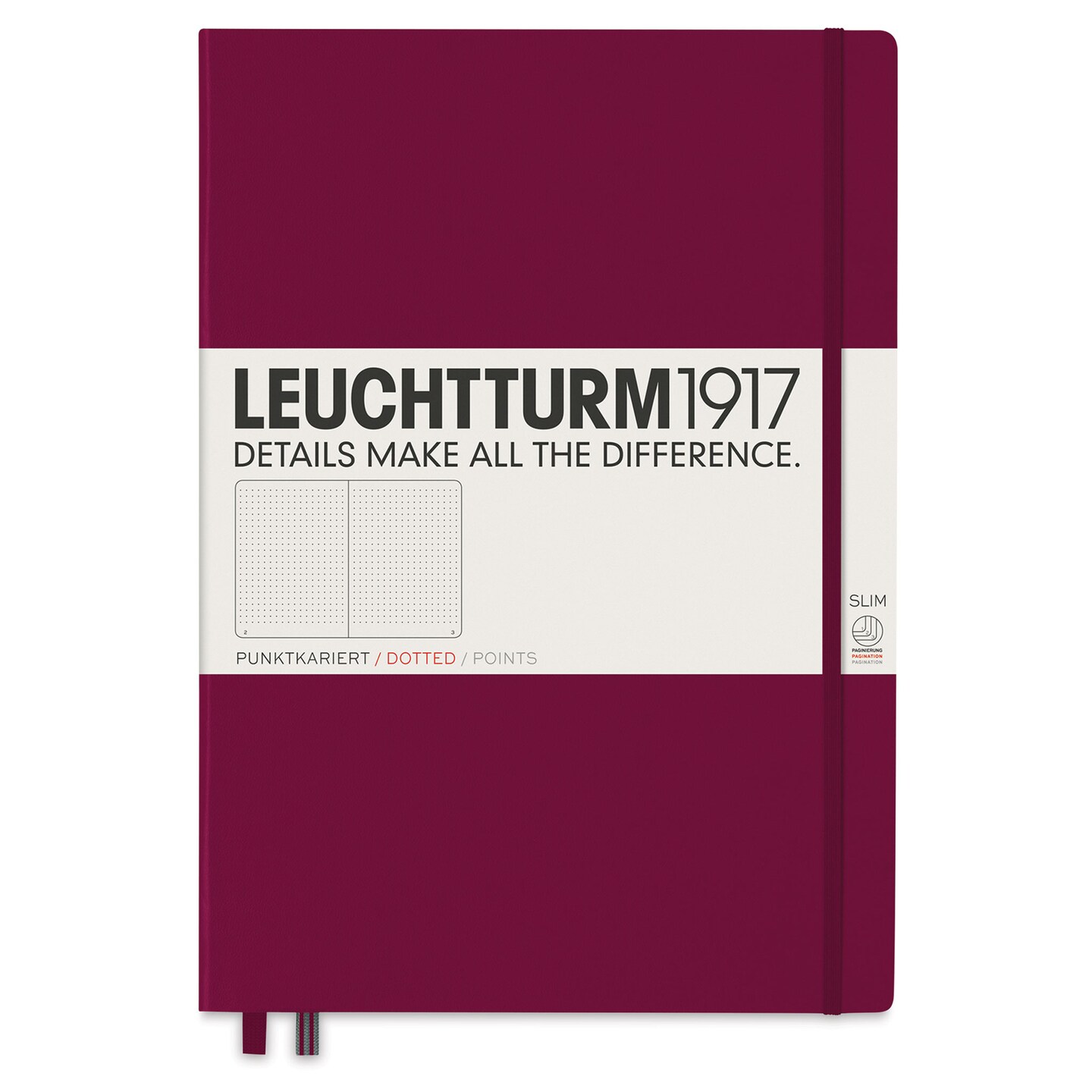 Leuchtturm1917 Dotted Hardbound Notebook - Port Red, Slim, 8-3/4&#x22; x 12-1/2&#x22;
