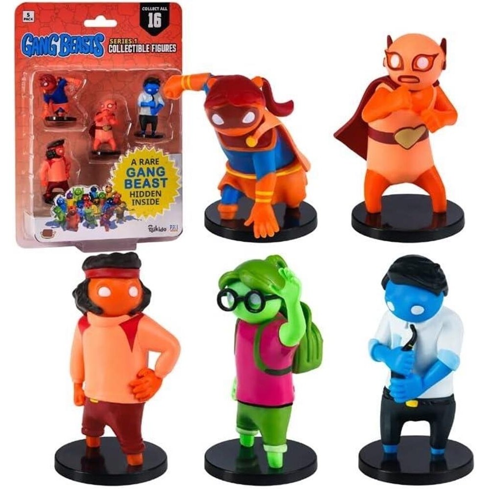 Gang Beasts 5Pk Mini Figures Red Superhero Wrestler Student Worker Pmi International