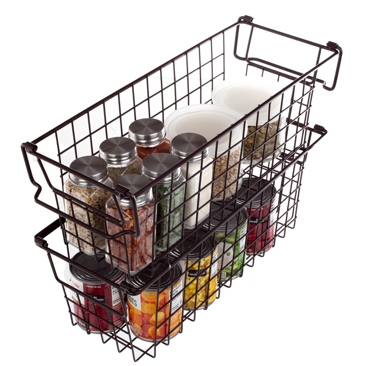 Storage Bins Set Of 2 Small Metal Wire Baskets Espresso Brown Kitchen Bathroom