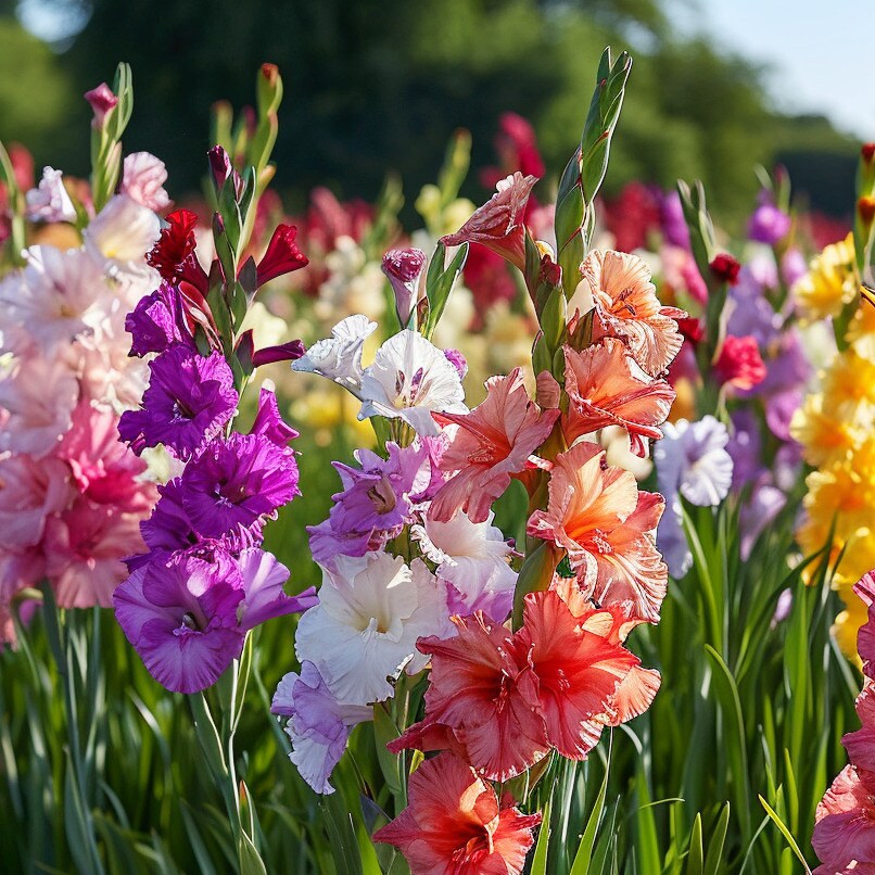 Giant Gladiolus Colorful Mixed Flowers - 40 Bulbs -Beautiful Shades Of Pink