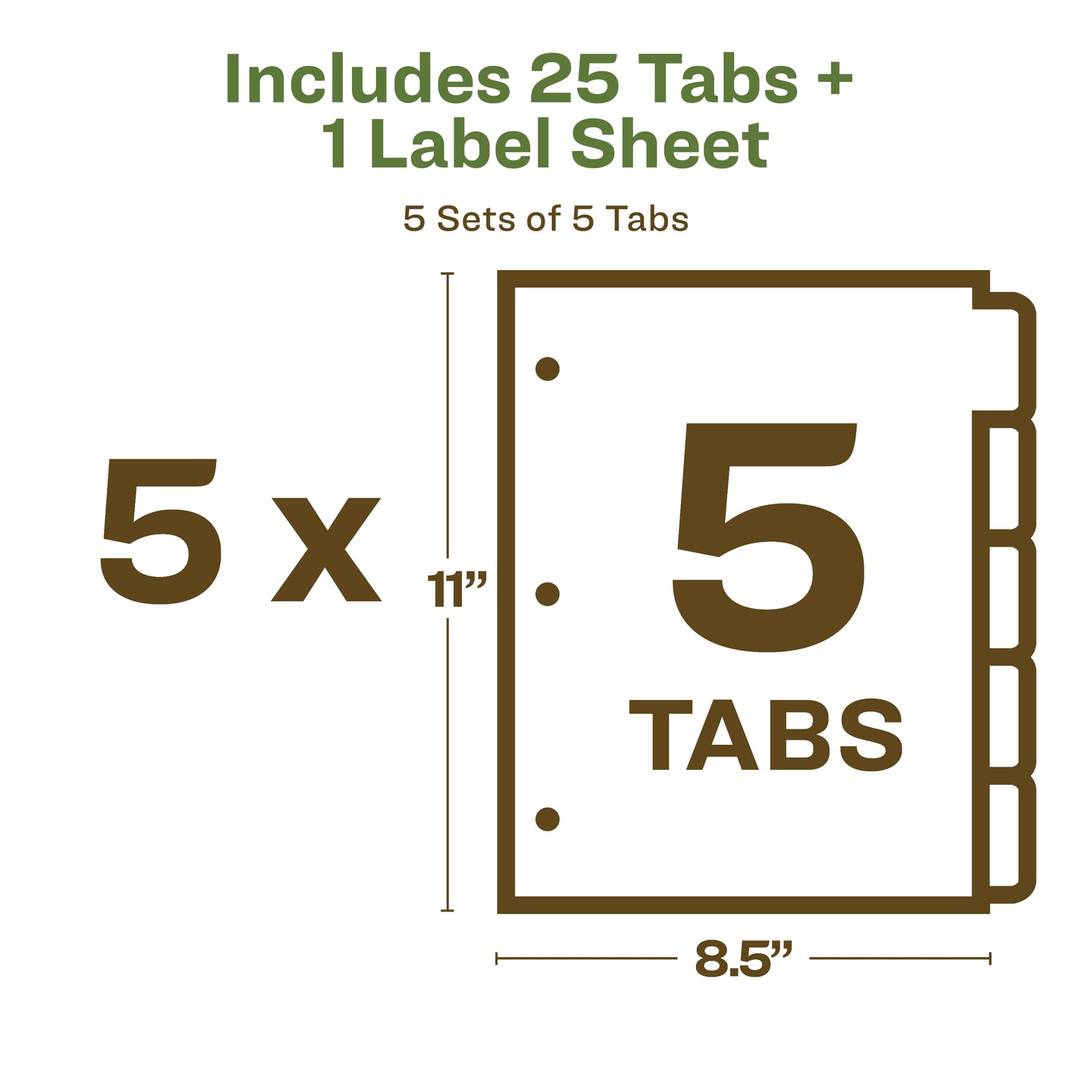Avery EcoFriendly Recycled Dividers for 3 Ring Binders, 5-Tab, White Tabs, Index Maker Print and Apply Clear Label Strip, 5 Sets for 25 Binder Dividers Total (11580)