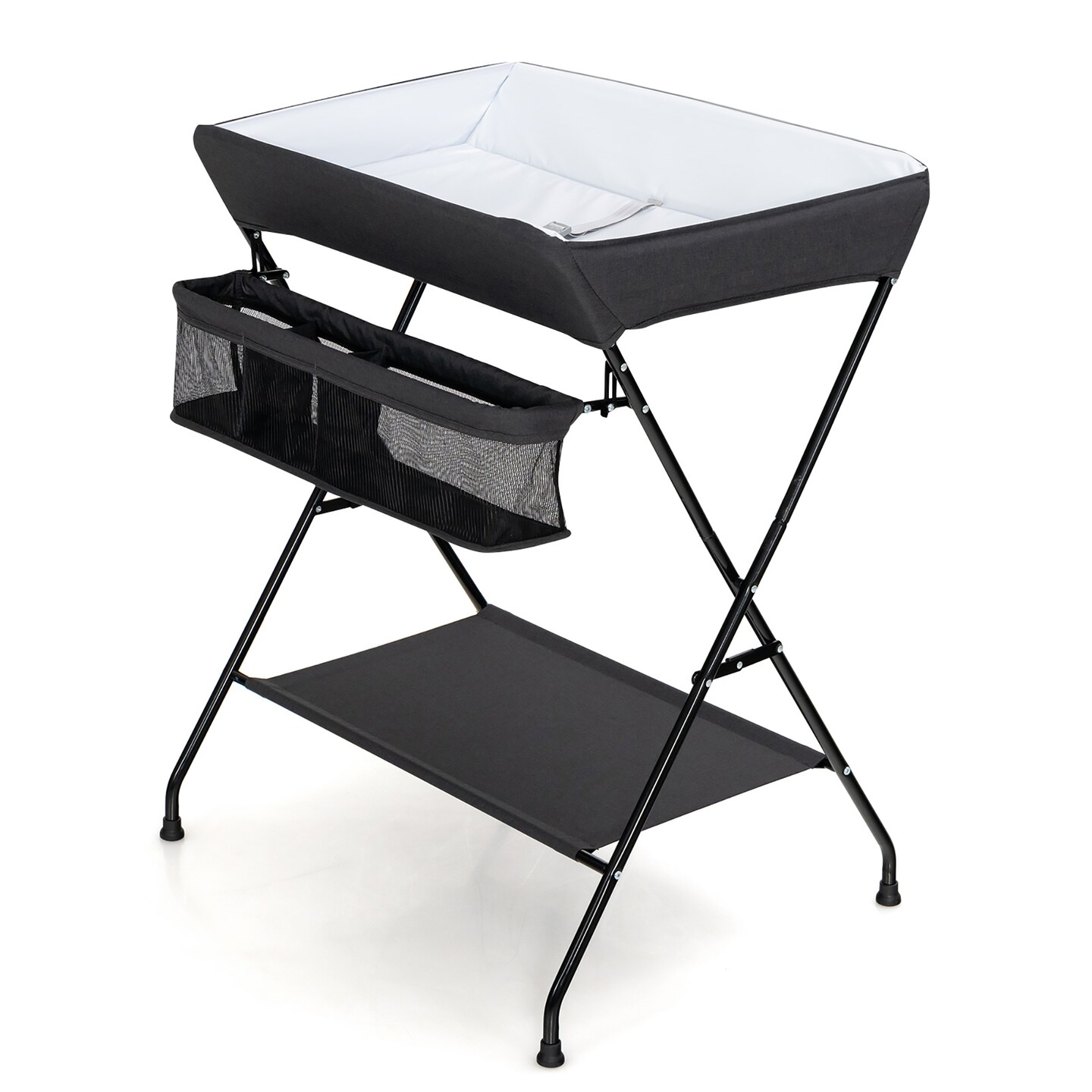 Costway Baby Infant Changing Table Folding Diaper Station Nursery with Storage Gray/Black