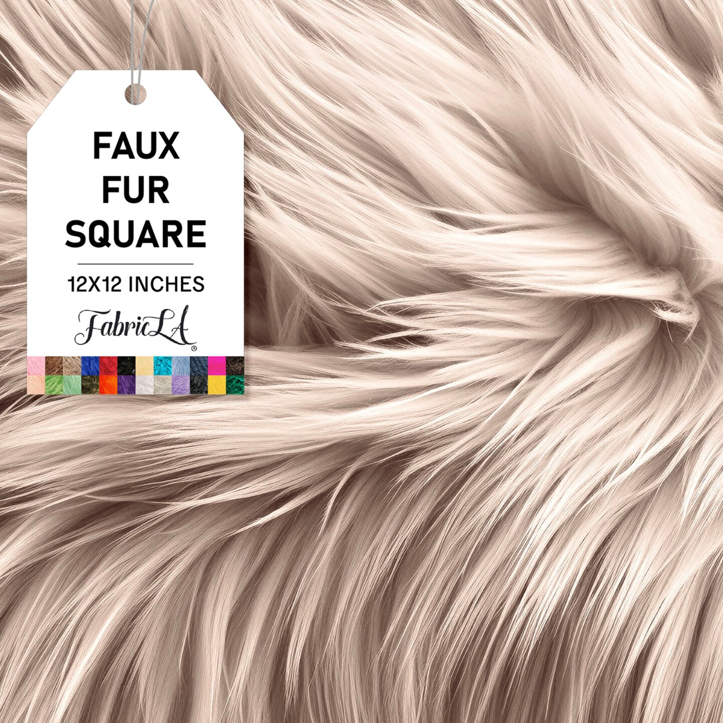 FabricLA | Faux Fur Fabric Square | 12" X 12" Inch Wide Pre-Cut Shaggy | Fake Fur Fabric | DIY, Craft Fur Decoration, Fashion Accessory, Hobby | Latte