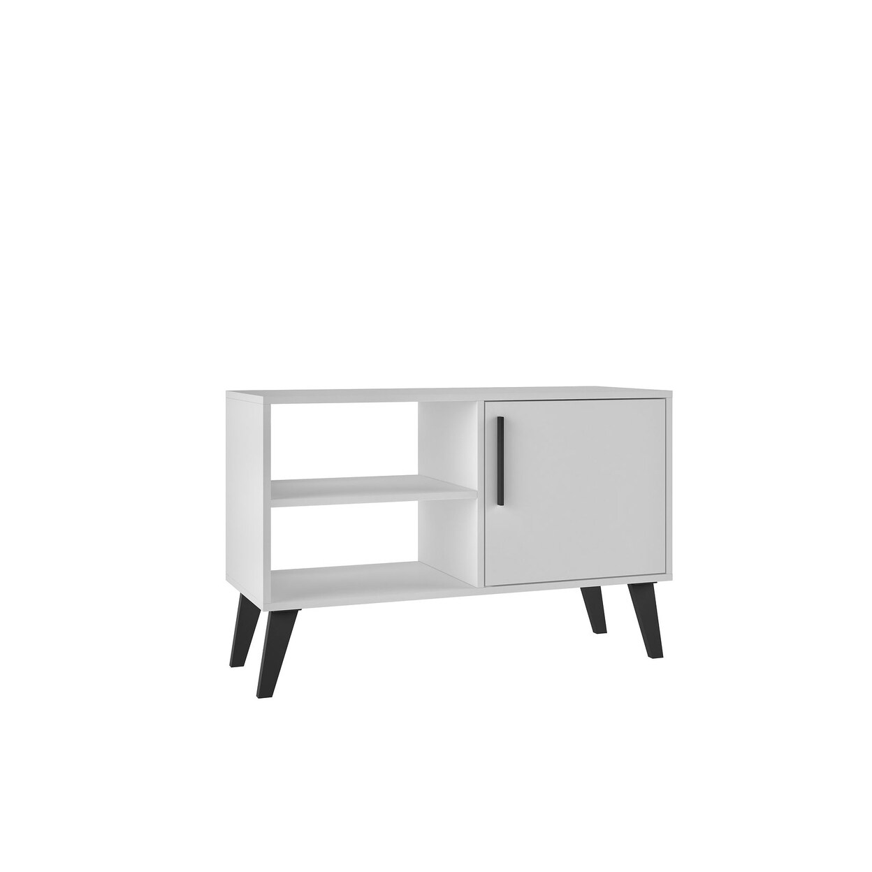 Manhattan Comfort Mid-Century- Modern Amsterdam 35.43&#x22; TV Stand with 3 Shelves in White