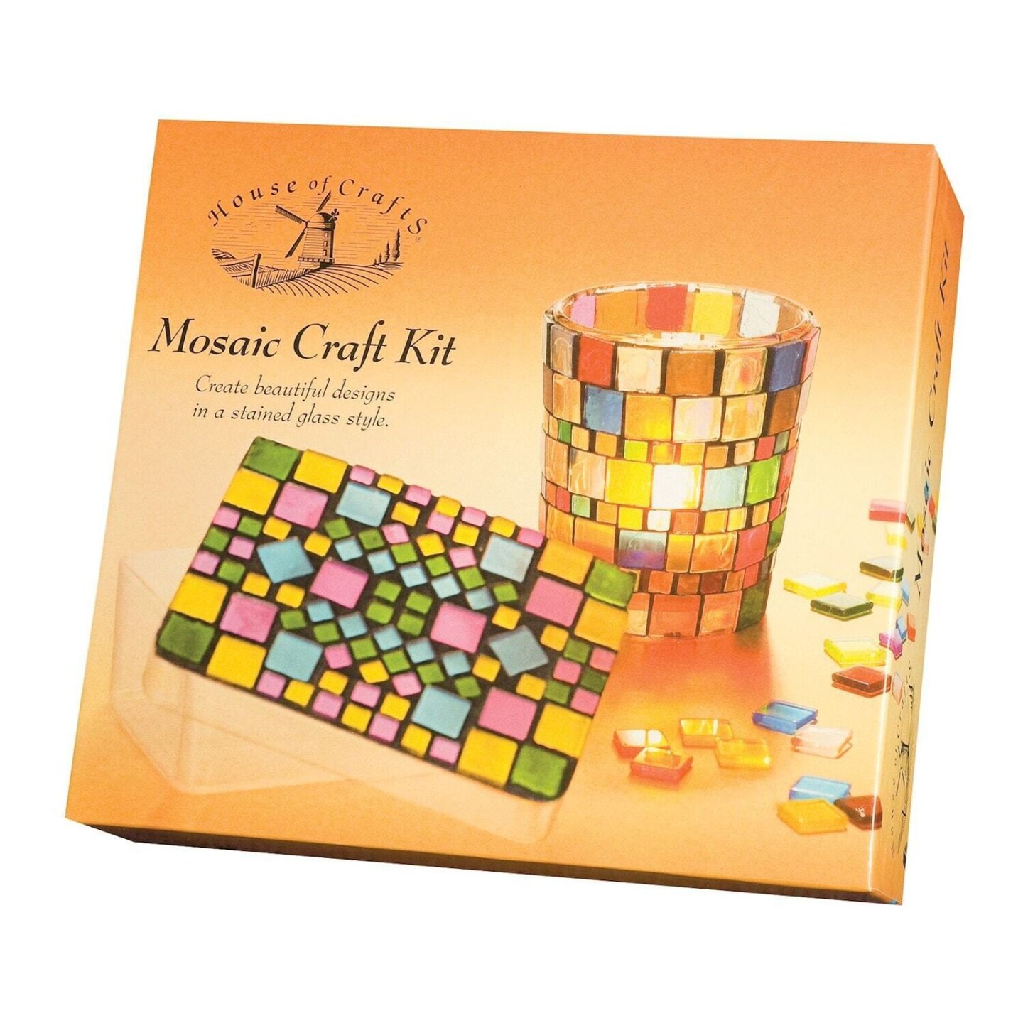 Glass Mosaic Craft Kit - Create Trinket Box &#x26; Votive Candle Holder