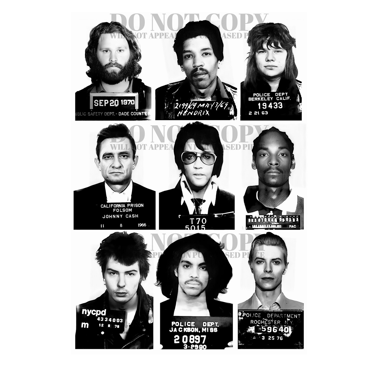 Celebrity Music Mugshots 11 X 17 - Magnificent Mug Shot Collage - Rock and Roll - Vintage Mugshot Collection - Rare Photos - Poster Artwork