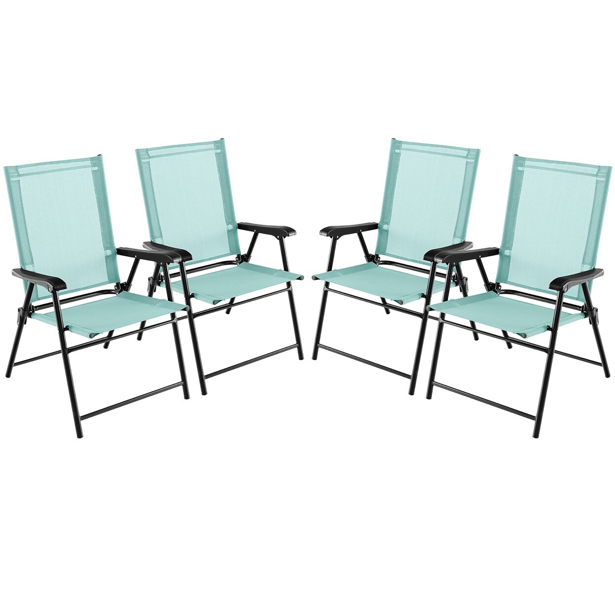 Set Of 4 Patio Folding Chairs Outdoor Portable Pack Lawn Chairs W/ Armrests