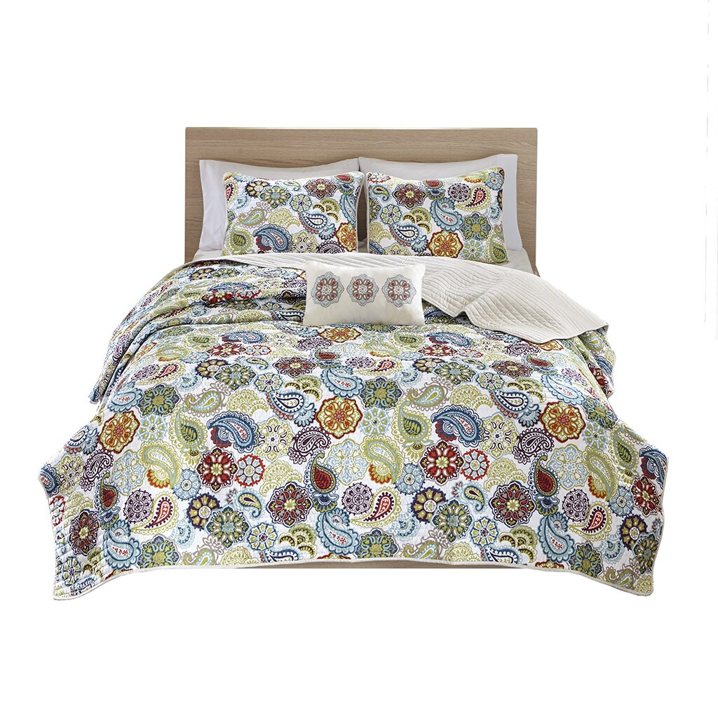 Gracie Mills   Rhydian Reversible Paisley Quilt Set with Throw Pillow - GRACE-12024