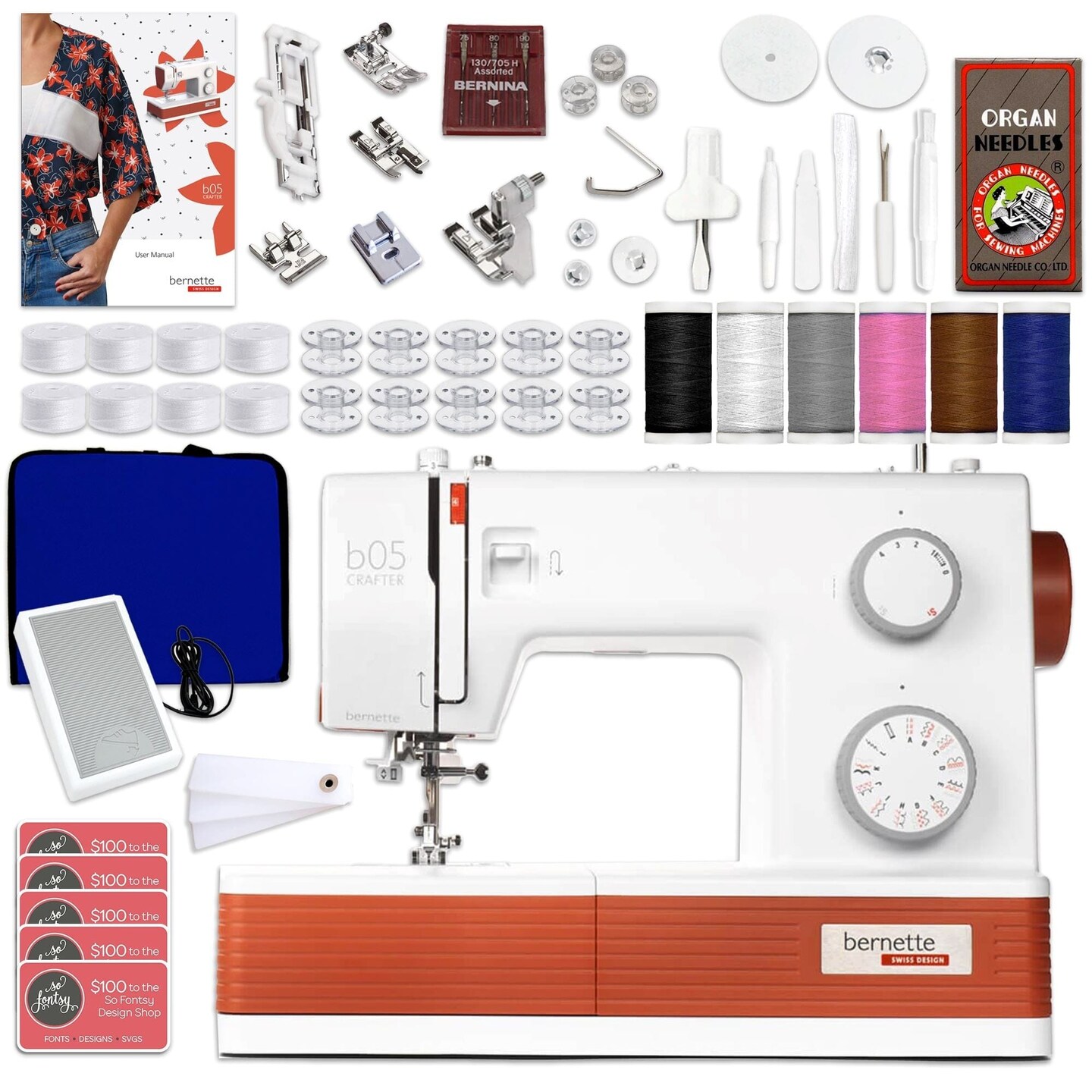 Bernette B05 Crafter Sewing Machine Deluxe Bundle by The Fashion Class