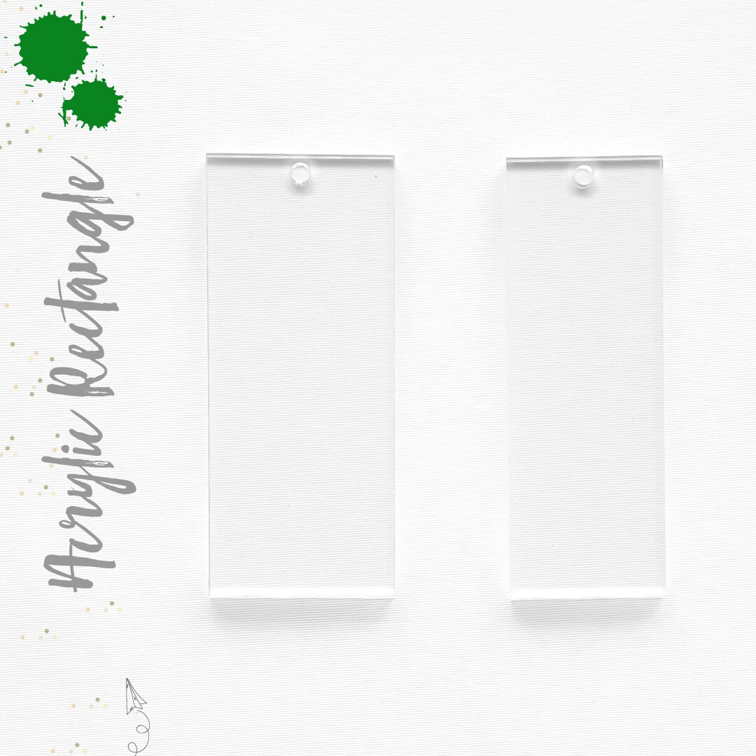 25 Acrylic Keychain Blanks RECTANGLE BARS 1,8" Thick( select Size Color) laser cut With