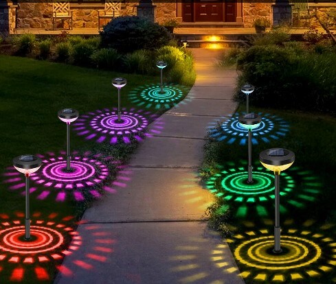 4Pcs 7 Colors Solar Garden Lights Waterproof Landscape LED Lights Pathway Yard