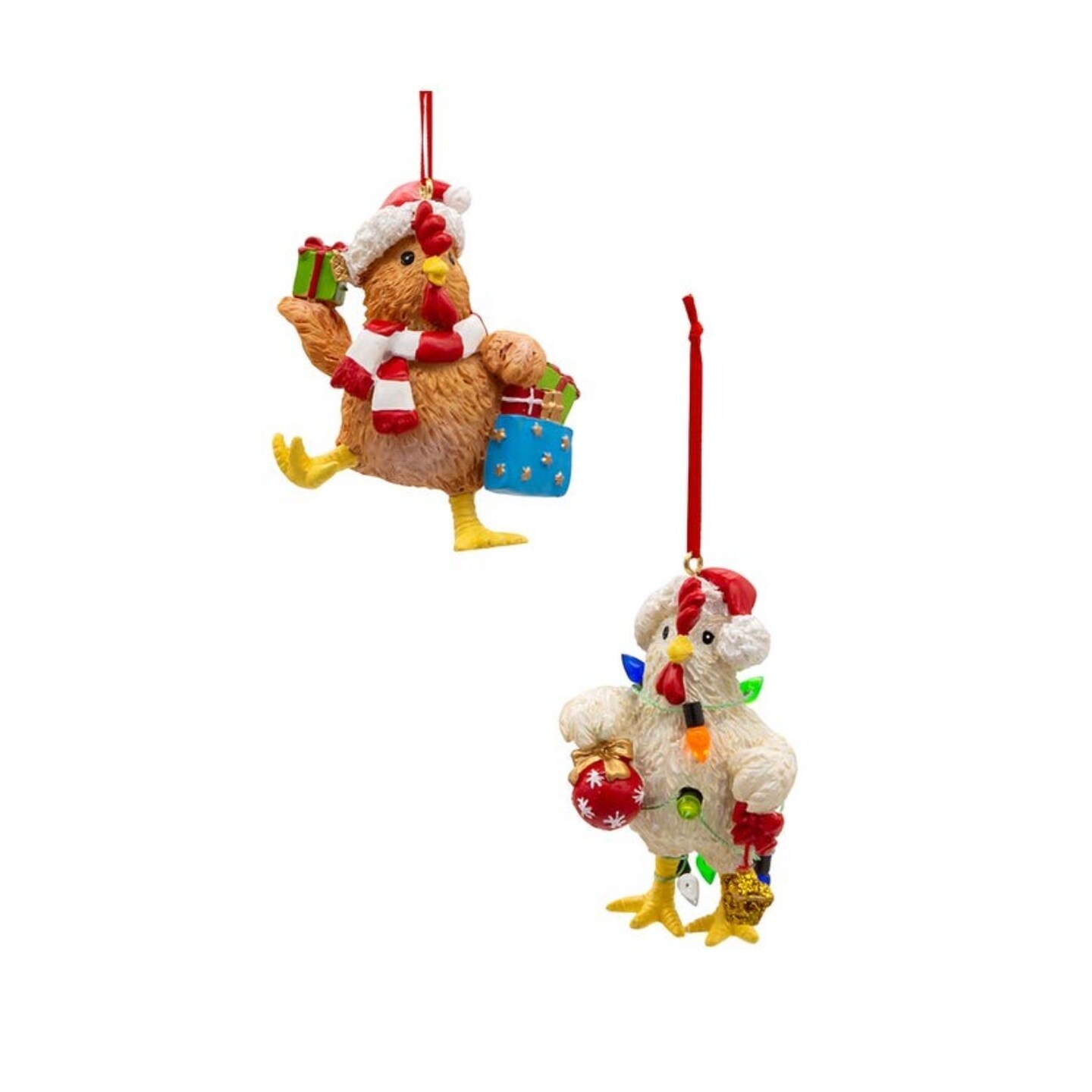 KSA Club Pack of 12 Brown and White Assorted Christmas Chicken Figurine