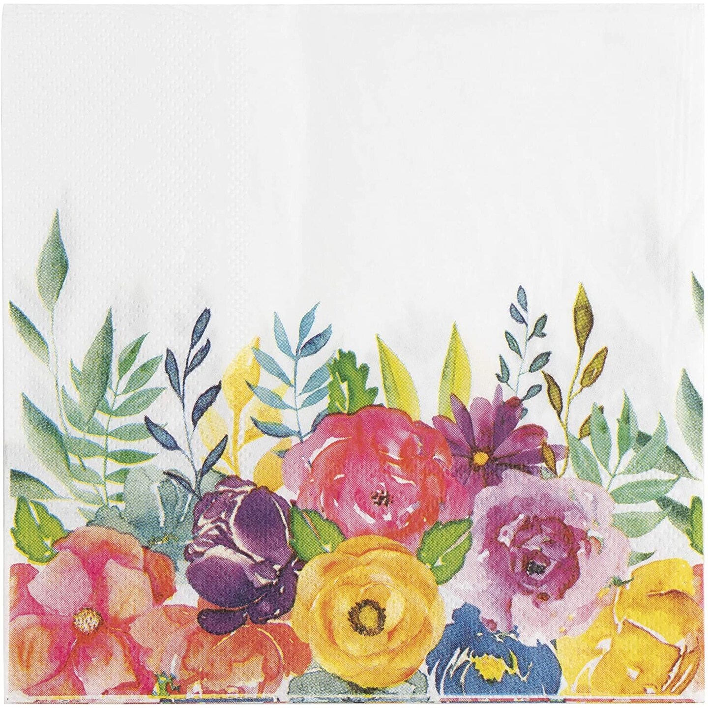 100 Pack Floral Paper Napkins Disposable for Bridal Shower, Birthday, Spring Tea Party (6.5 In)