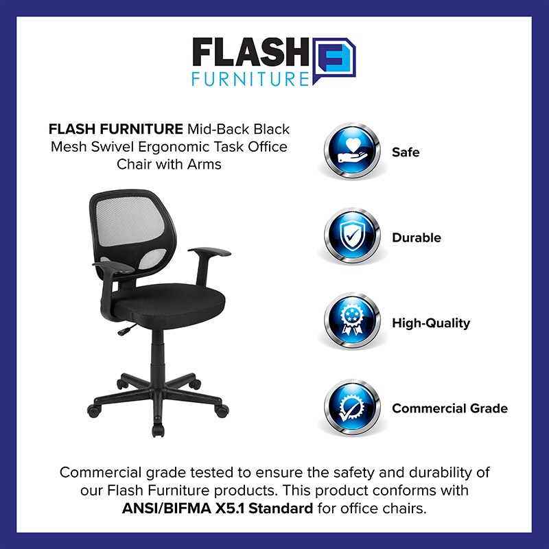 Flash Furniture Mid-Back Black Mesh Task Chair