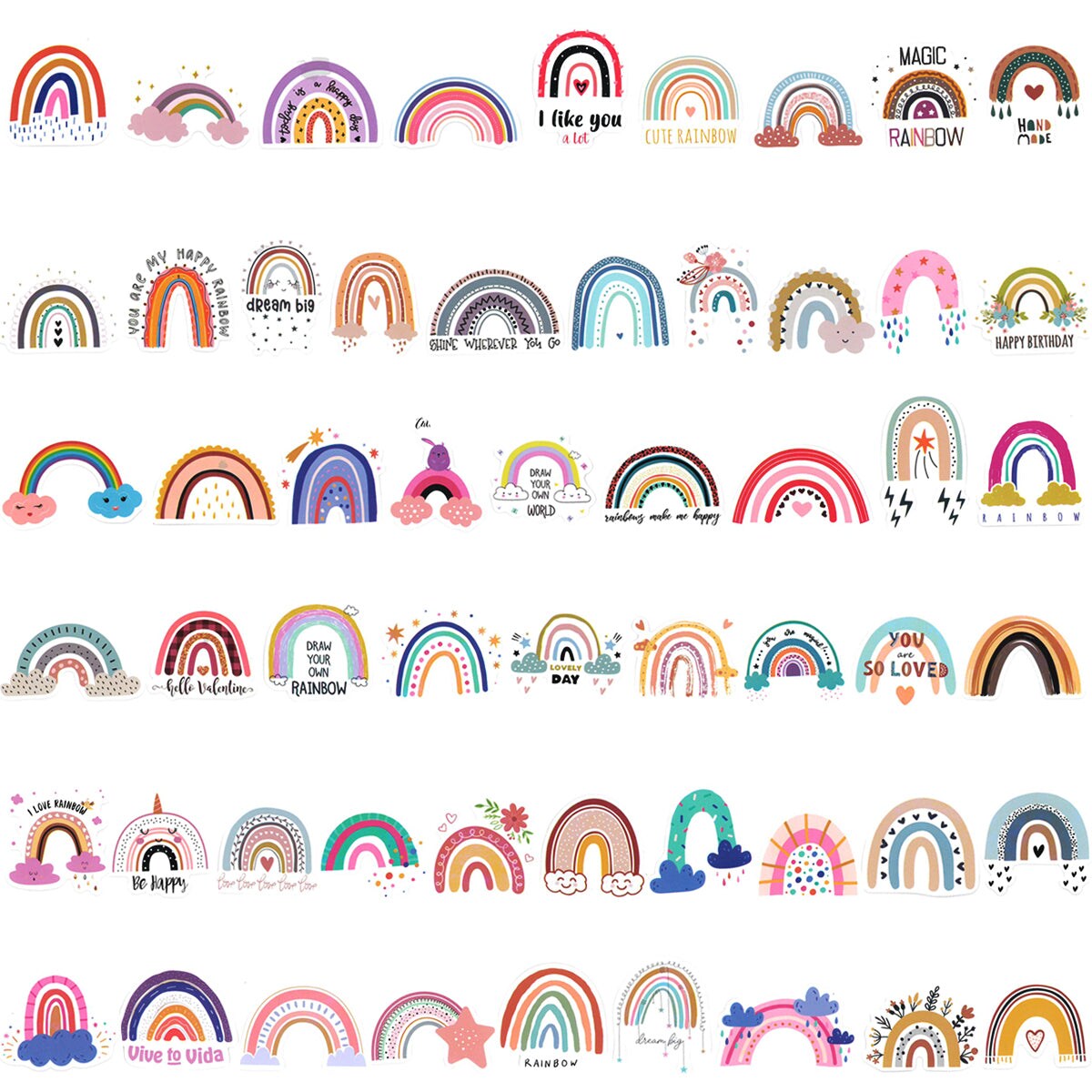 Wrapables Waterproof Vinyl Stickers for Water Bottles, Laptop, Phones, Skateboards, Decals for Teens, 100pcs