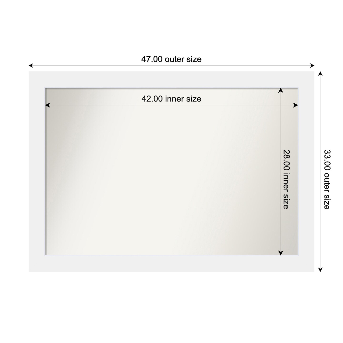 Corvino White Non-Beveled Custom Framed Bathroom Vanity Wall Mirror
