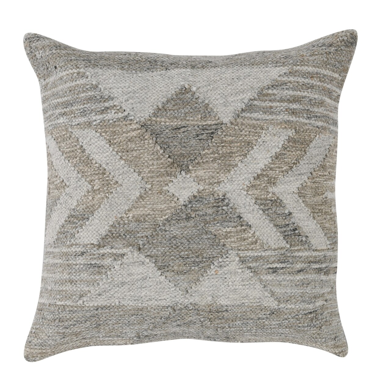 Saltoro Sherpi Jai 22 x 22 Outdoor Accent Throw Pillow, Textured Handwoven Gray Polyester-