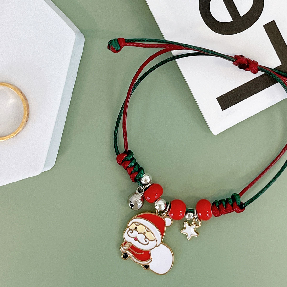 Wrapables Friendship Beaded Enamel Charm Bracelet, Santa