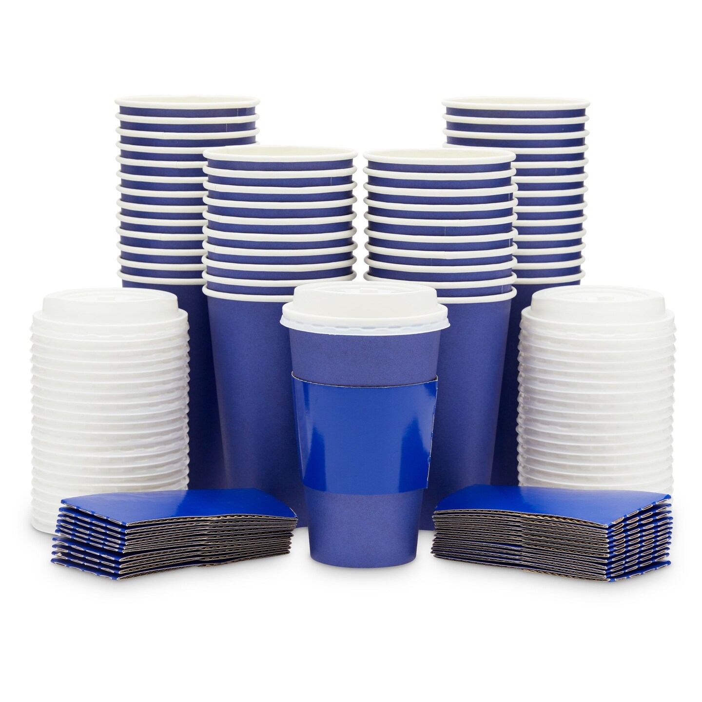  Disposable Coffee Cups With Lids - 16 oz To Go Coffee
