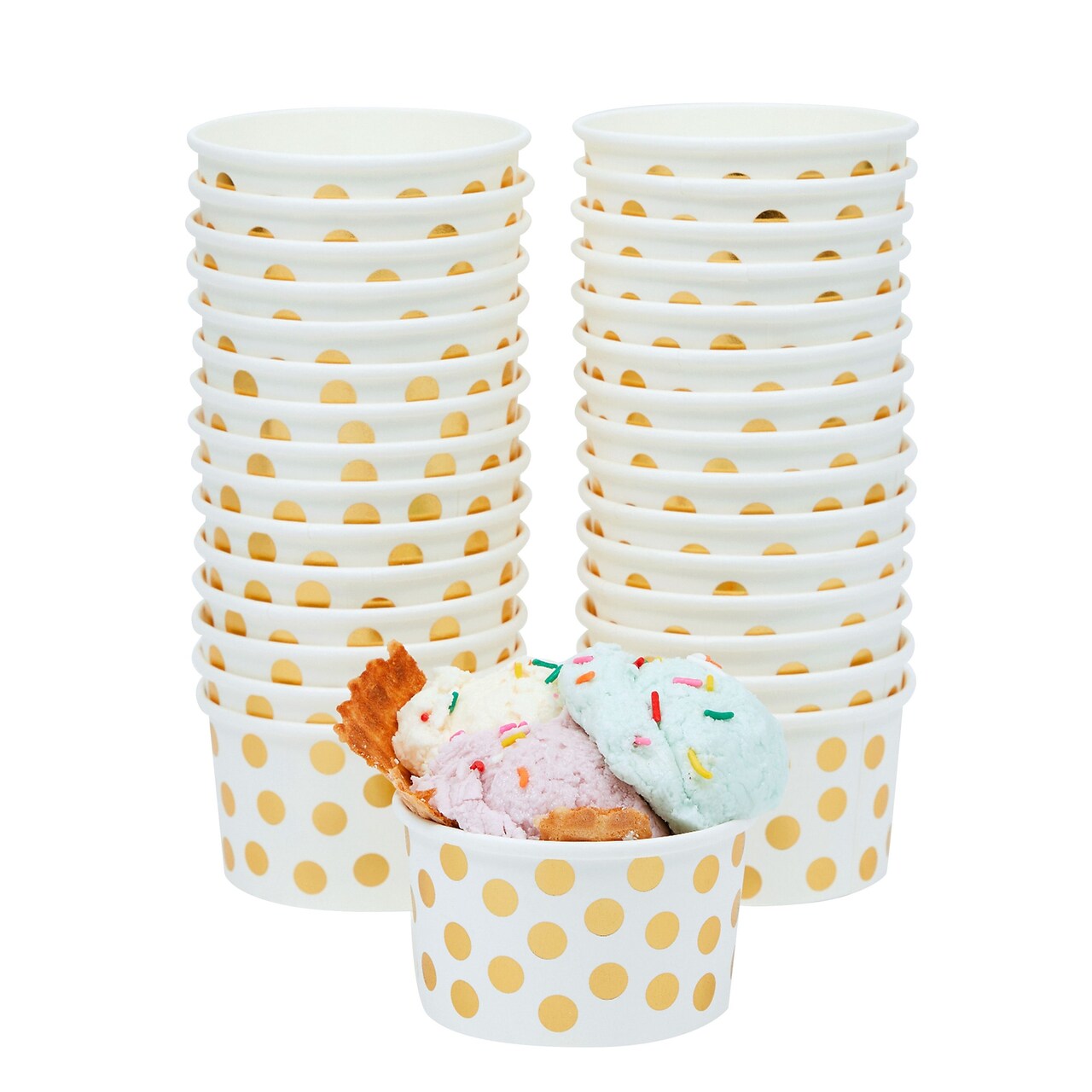 100-Pack Paper Ice Cream Cups for Frozen Yogurt, Sundae Bar, Parfaits ...