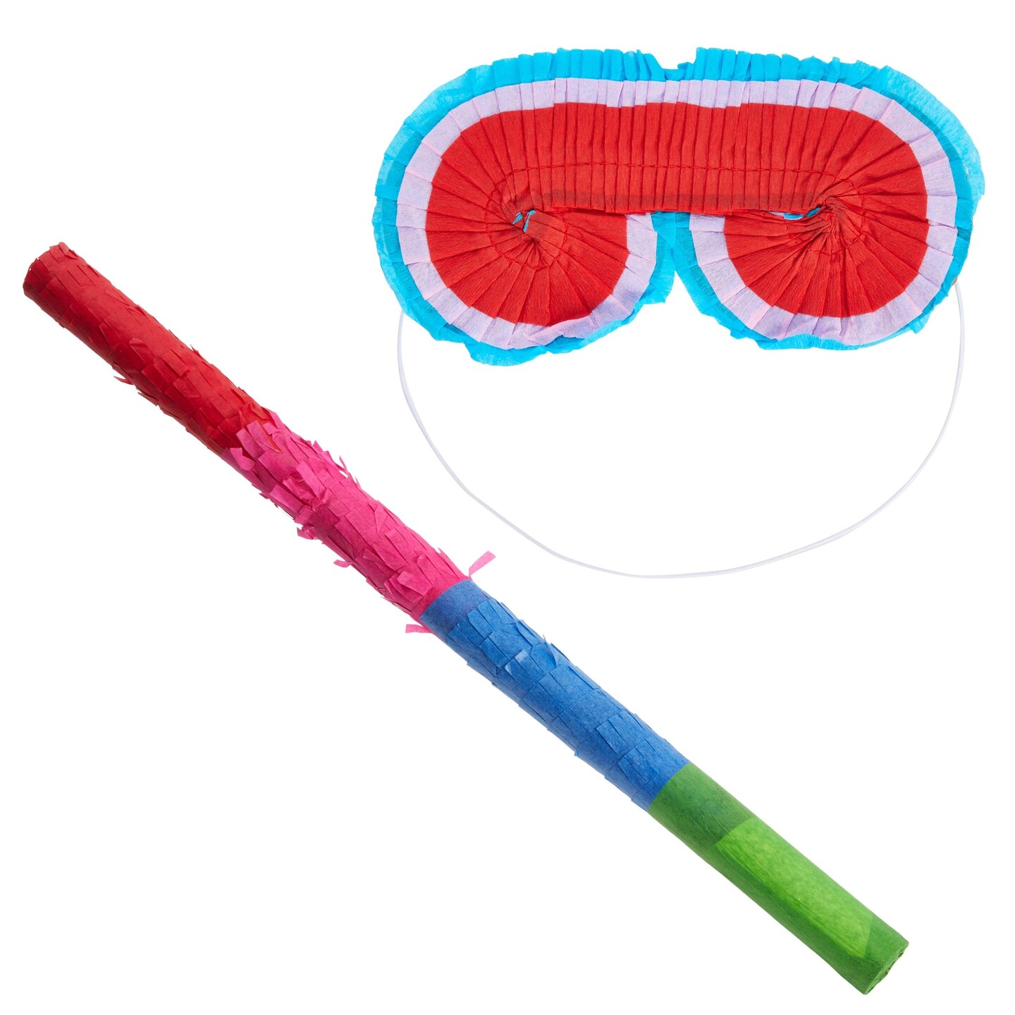 Small Pinata Stick and Blindfold for Kids Birthday, Cinco de Mayo Party Decorations (2-Piece Set)
